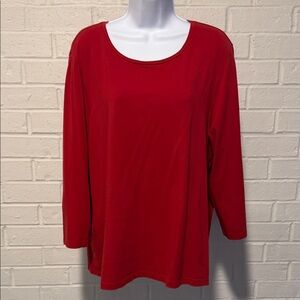Chico's  Colette Red Tunic Tee, 3/4 Sleeve, Round Neck Chico’s Size 3/XL SO SOFT